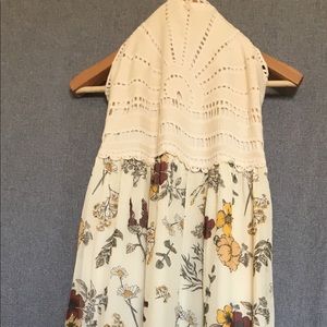 crocheted top floral maxi dress